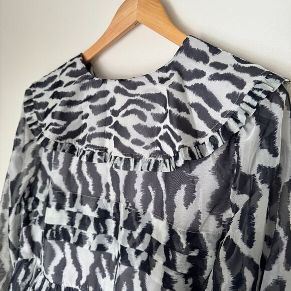 NWT Maeve Long-Sleeve Peter Pan Collared Sheer Mini Ruffled Dress - Picture 13 of 16